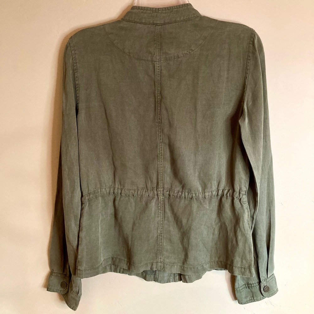 Sanctuary Army Style Utility Jacket Snap Front Pockets Olive Green Size S or M - Picture 12 of 14